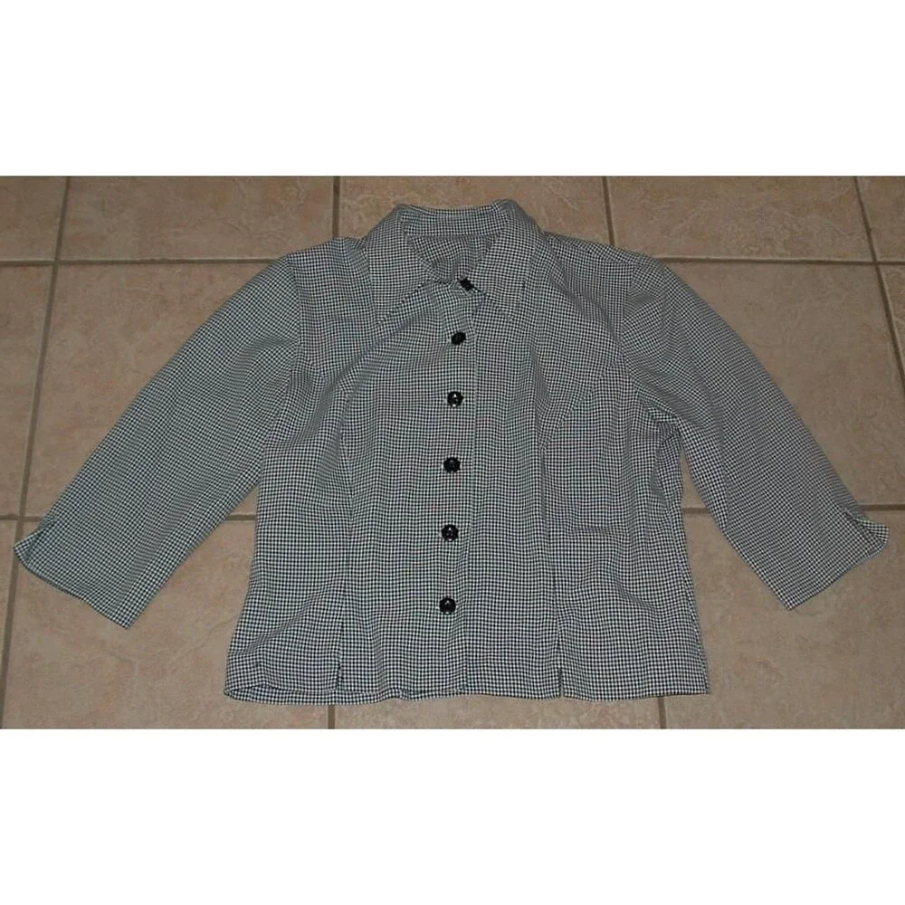 Black & White Checked Sz XL Petite Casual or Dress Lightweight Shirt-Like Jacket